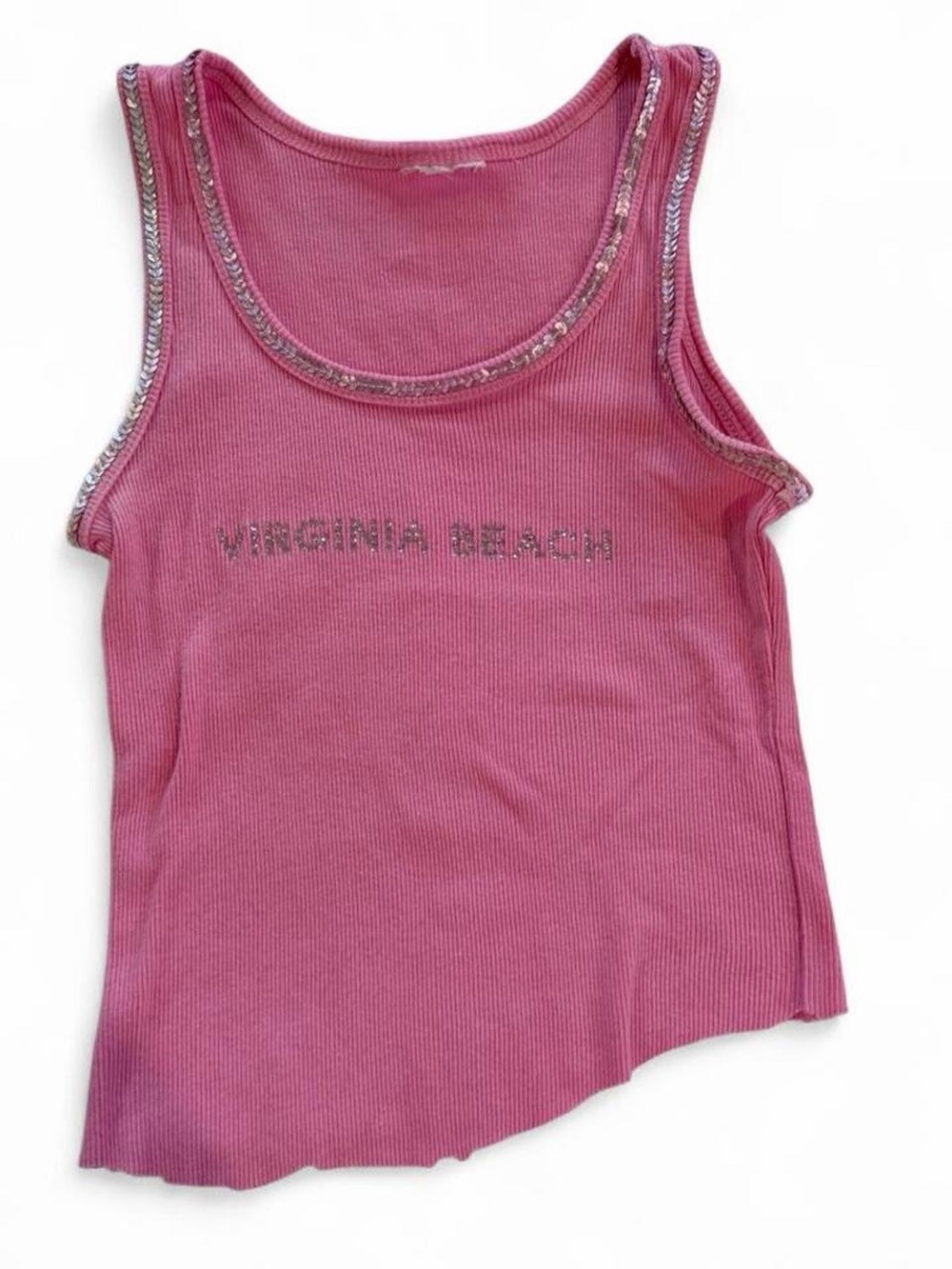 Virginia Beach Pink Tank Top with Sequin Trim